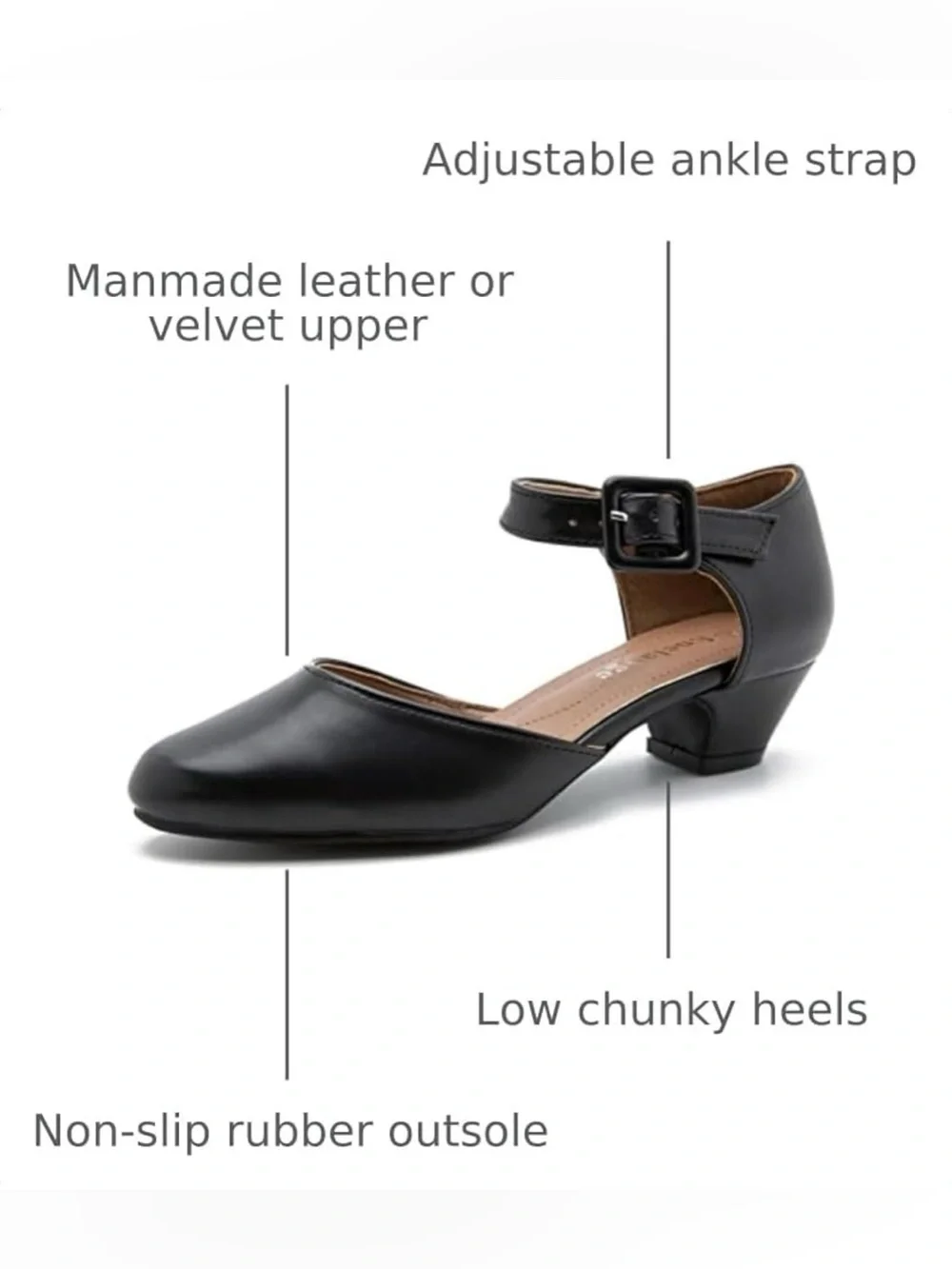 Enelauge Black Closed Toe Chunky Mary Jane Heels Size 11